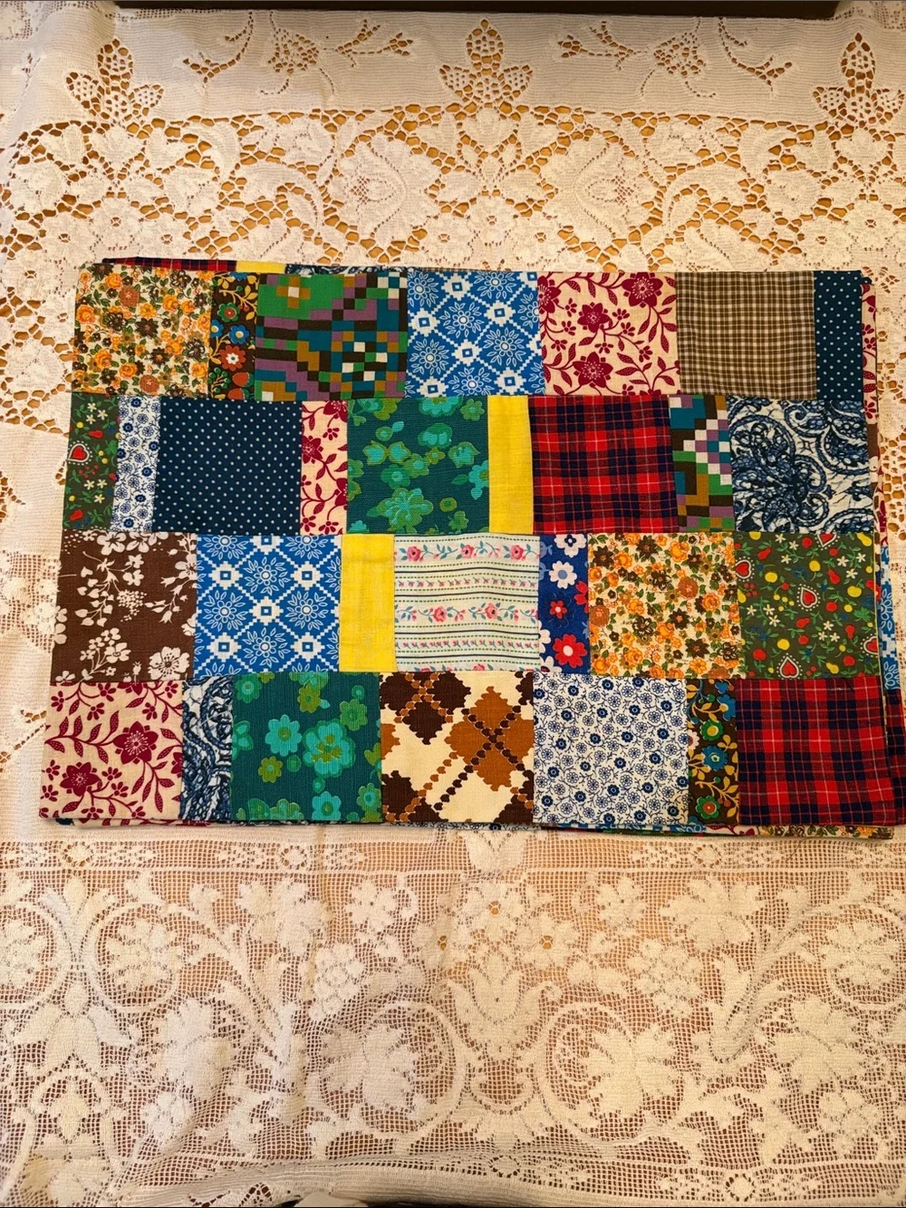 Handmade Patchwork Placemats ♥️ Set of 4 Multicolor Floral & Plaid